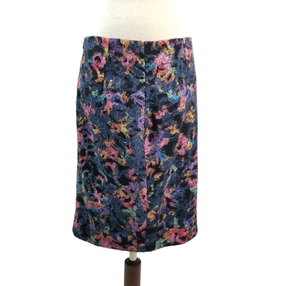 Doncaster Black Blue Pink Floral Lined Midi Skirt Very Nice Size 4